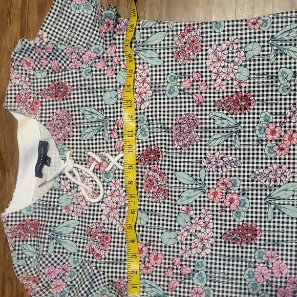 TOMMY HILFIGER | LACE UP T-SHIRT TENNIS DRESS MINI FLORAL GINGHAM SIZE … - Picture 7 of 11